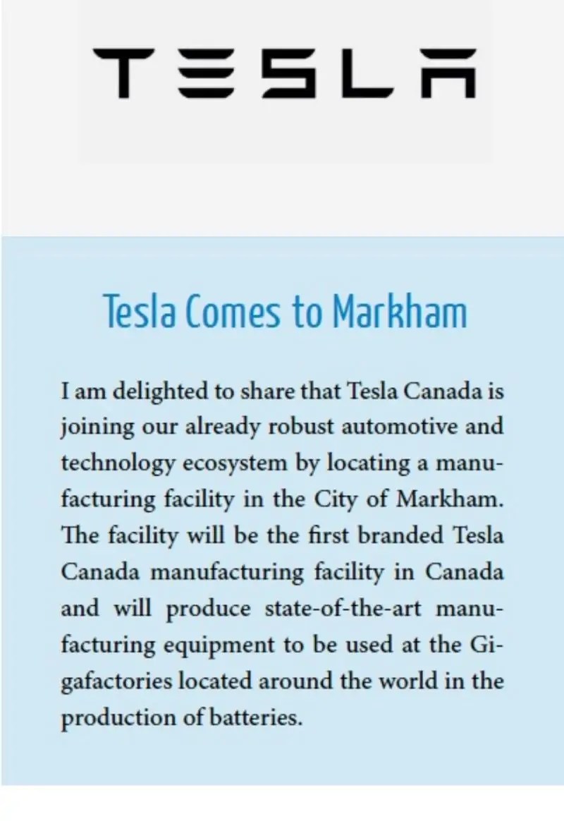 خطط تيسلا لفتح مصنعها الجديد في كندا