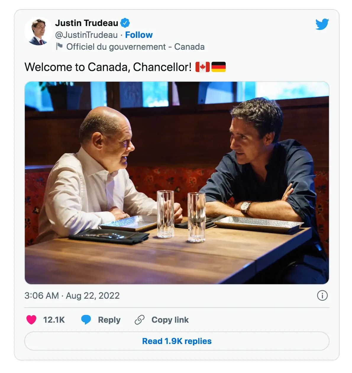 تغريدة جاستن ترودو رئيس الوزراء الكندي