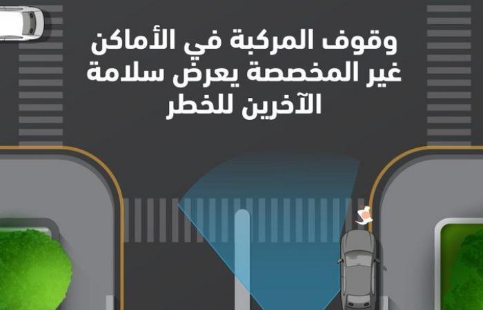 إدارة المرور: تحذر من إيقاف المركبة عند المنعطفات أو ملتقيات الطرق