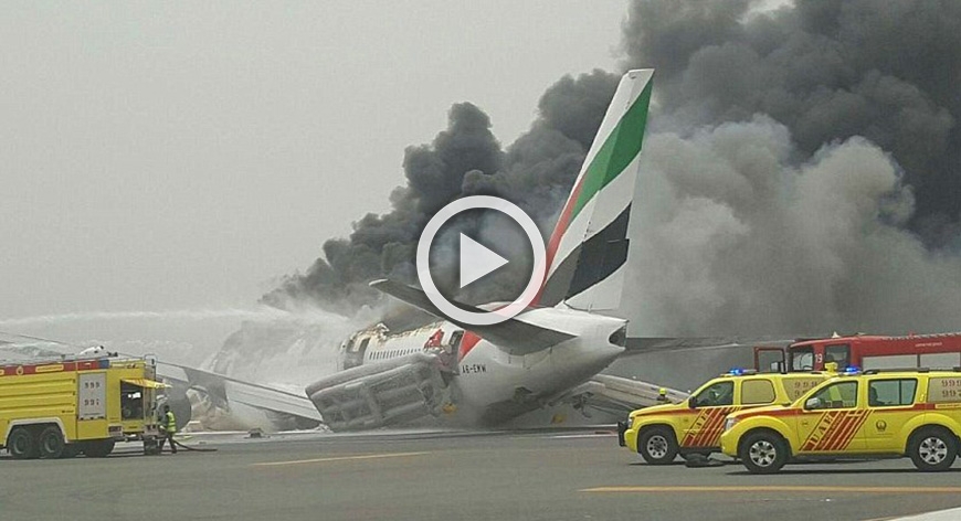 تحطم طائرة إماراتية في مطار دبي