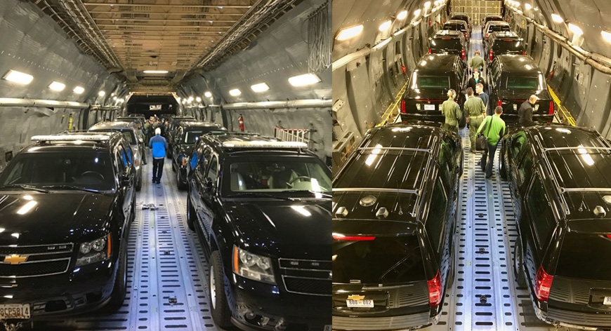 هكذا يتم نقل سيارة الرئيس الأمريكي دونالد ترامب خلال رحلاته